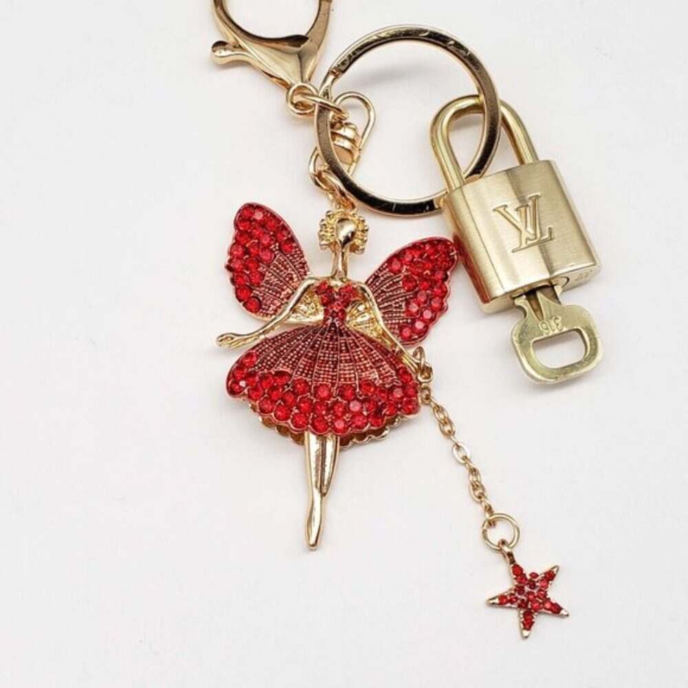 Louis Vuitton Authentic Gold Padlock 🔑 Key + Stylish Unbranded Fairy Bag Charm - Picture 5 of 8